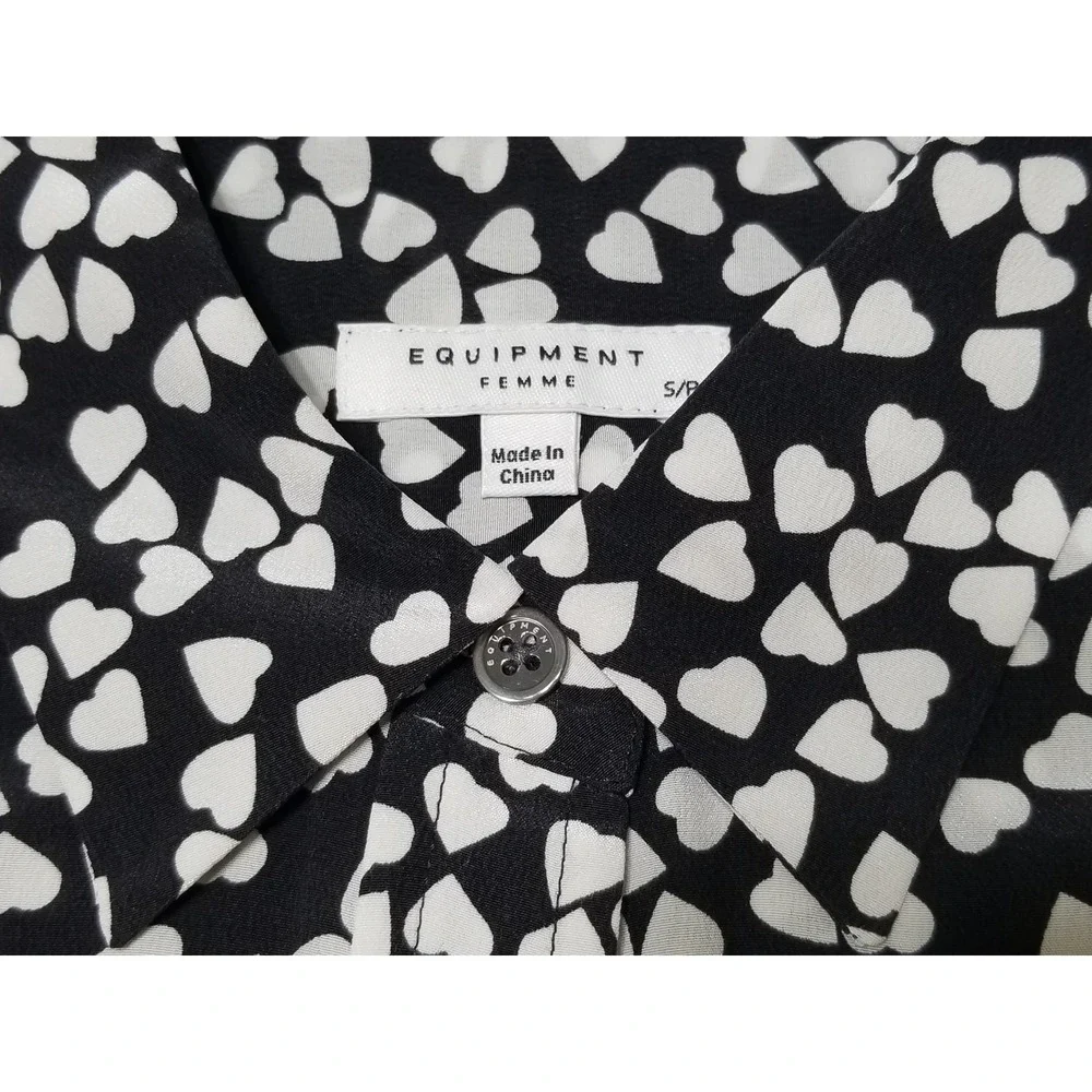 NWT Equipment Sleeveless Slim Signature Silk Shirt Dress Heart Print S $298